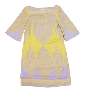 Women's New York & Co. purple yellow paisley tunic dress size XS